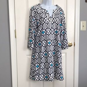 Jude Connally Megan Dress Size Large great condition! White black and turquoise